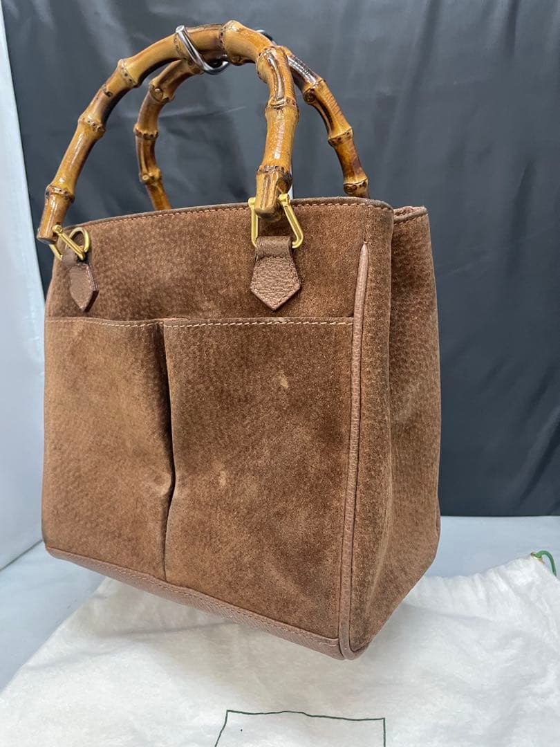 GUCCI グッチ　バンブー　スエード　ブラウン　ショルダー　バンド　2way
