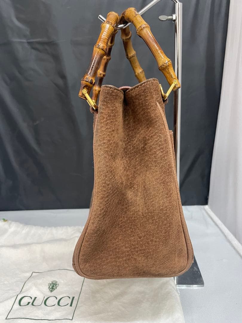 GUCCI グッチ　バンブー　スエード　ブラウン　ショルダー　バンド　2way