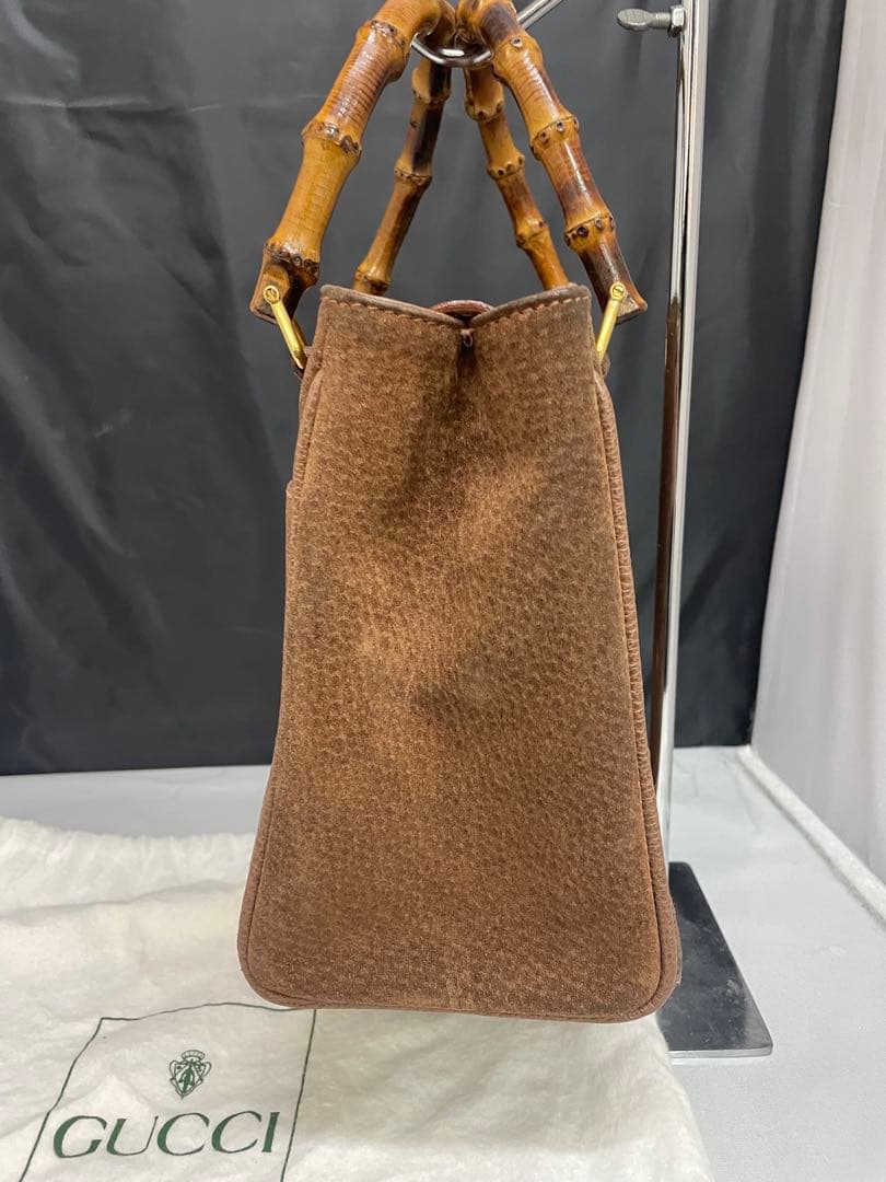 GUCCI グッチ　バンブー　スエード　ブラウン　ショルダー　バンド　2way