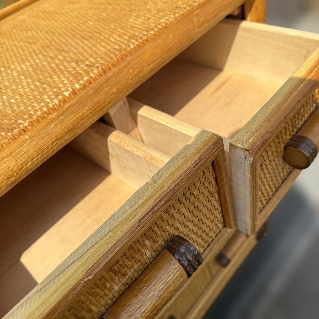 レトロ　ラタン製 10引き出しチェスト