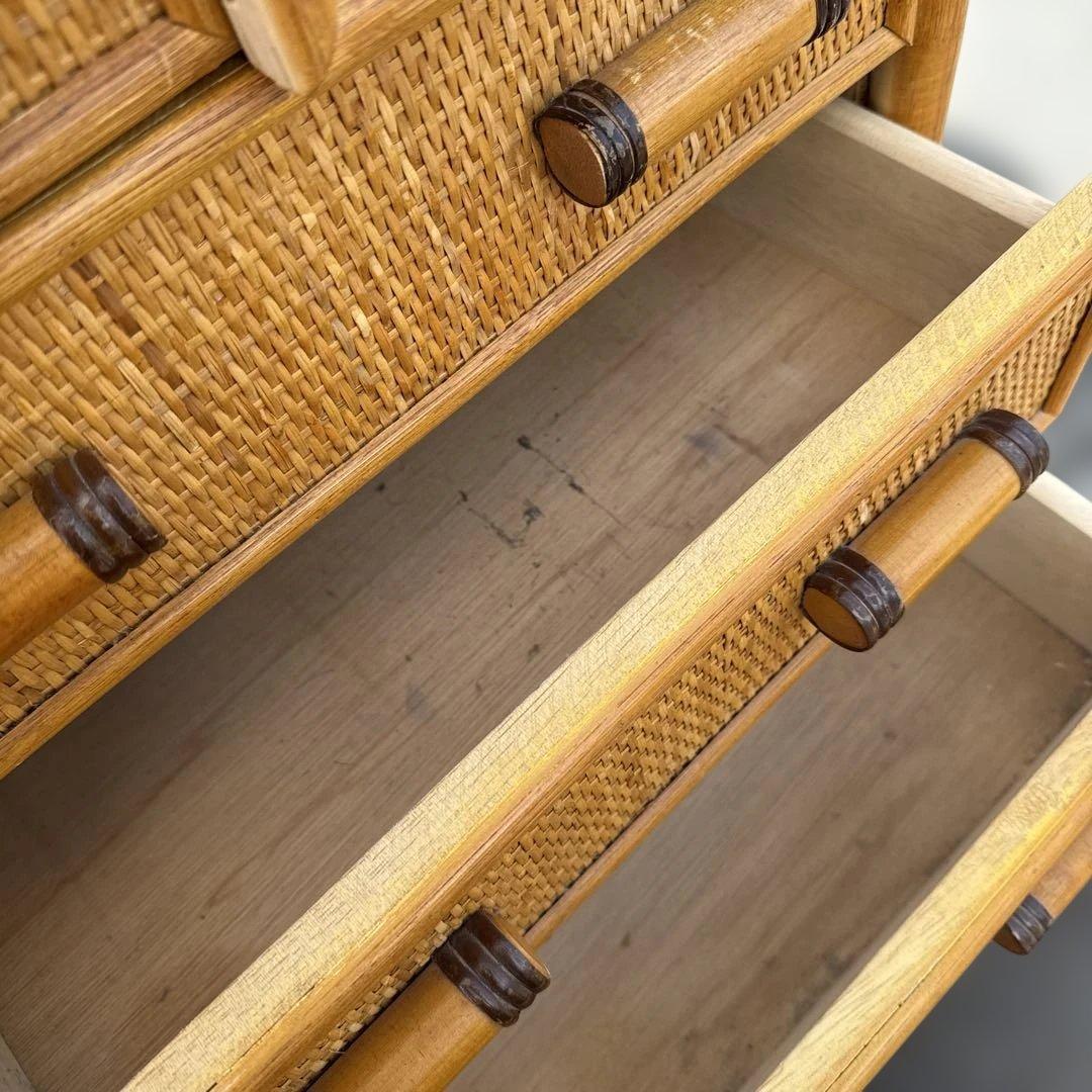 レトロ　ラタン製 10引き出しチェスト