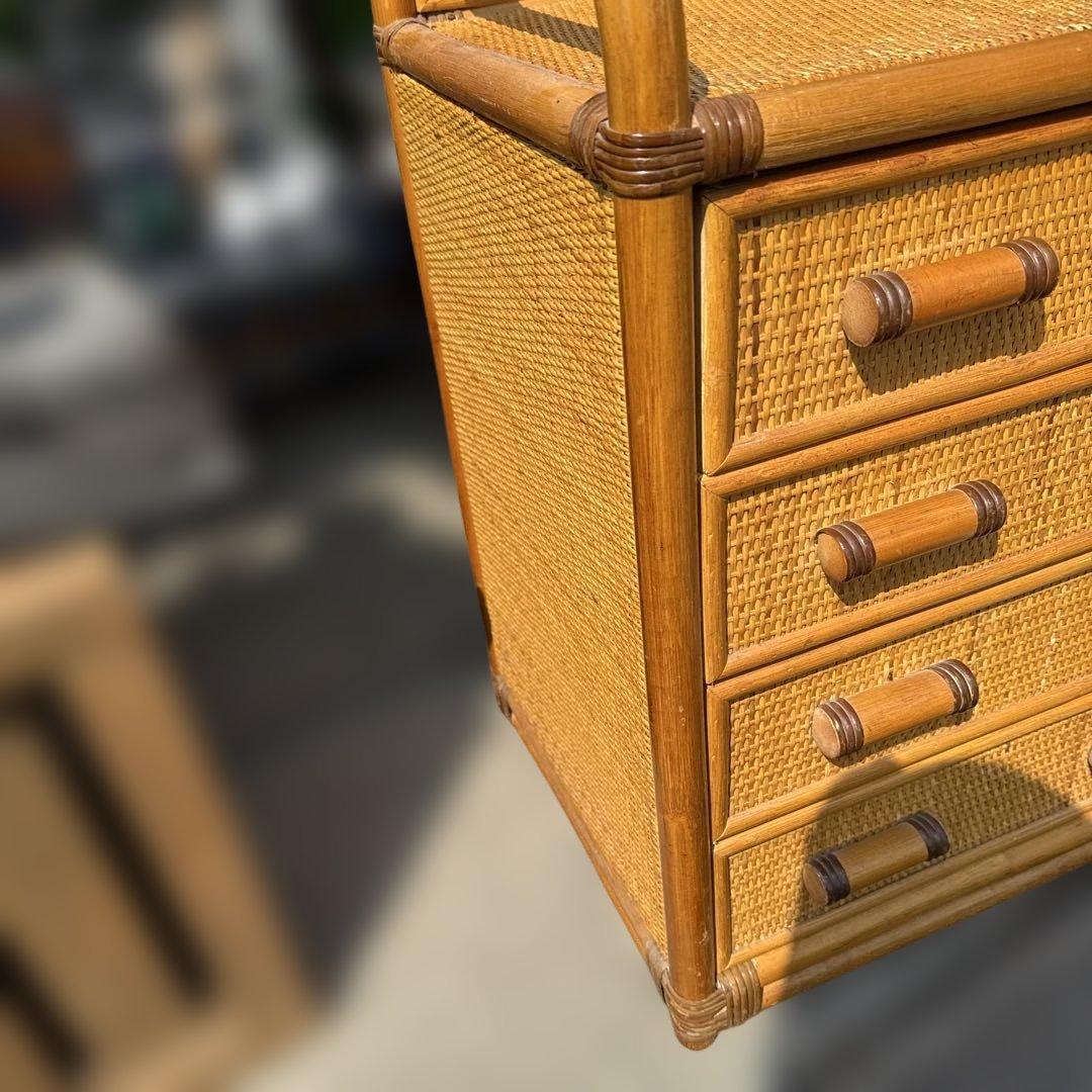 レトロ　ラタン製 10引き出しチェスト