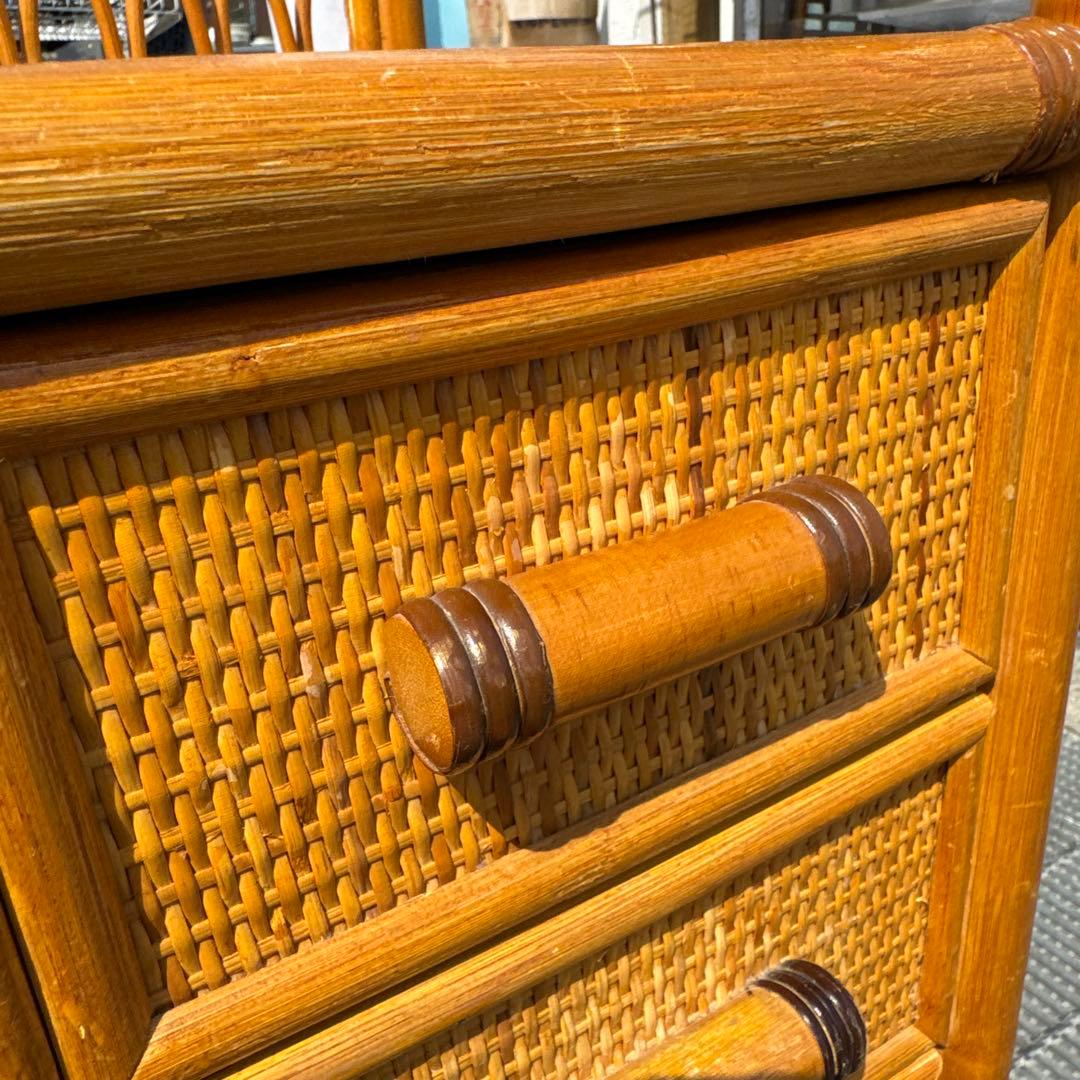 レトロ　ラタン製 10引き出しチェスト