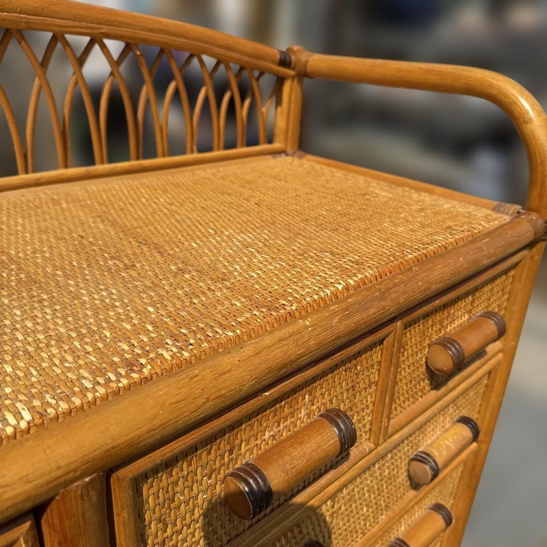 レトロ　ラタン製 10引き出しチェスト