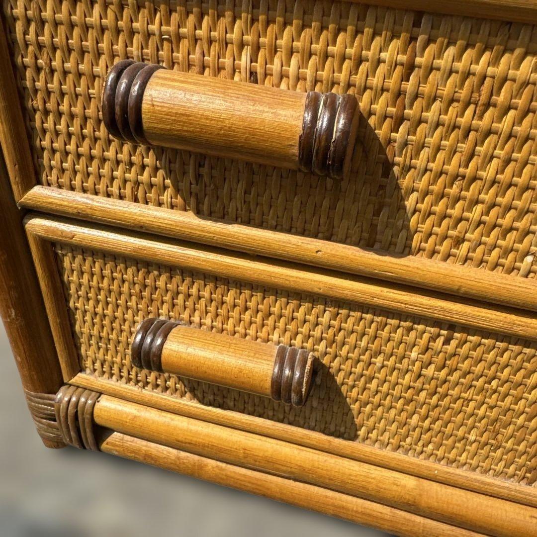 レトロ　ラタン製 10引き出しチェスト