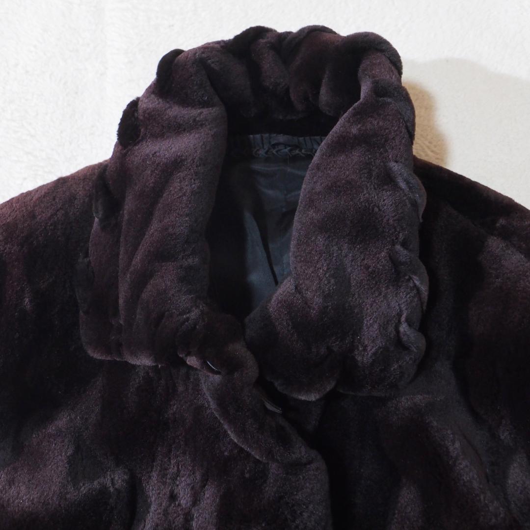 美品 サガミンクSAGA MINKシェアードミンク ダークブラウン ミンクコート