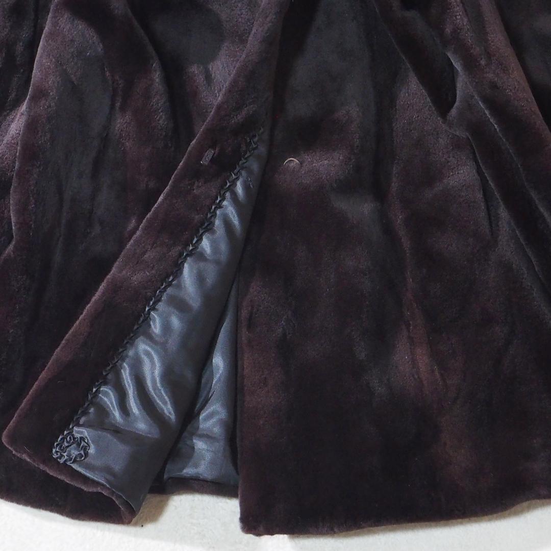 美品 サガミンクSAGA MINKシェアードミンク ダークブラウン ミンクコート