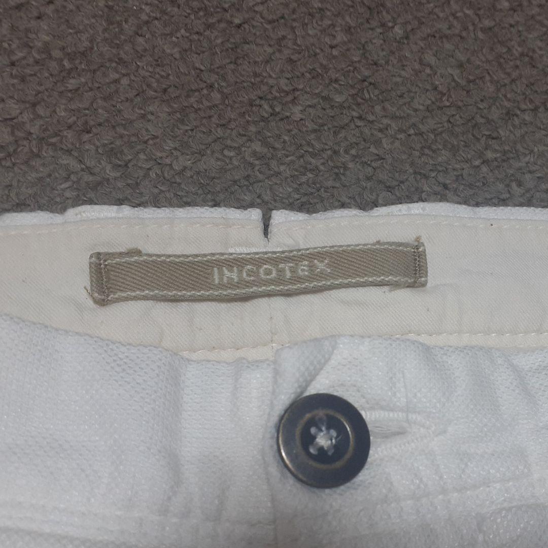INCOTEX 白 リネン混