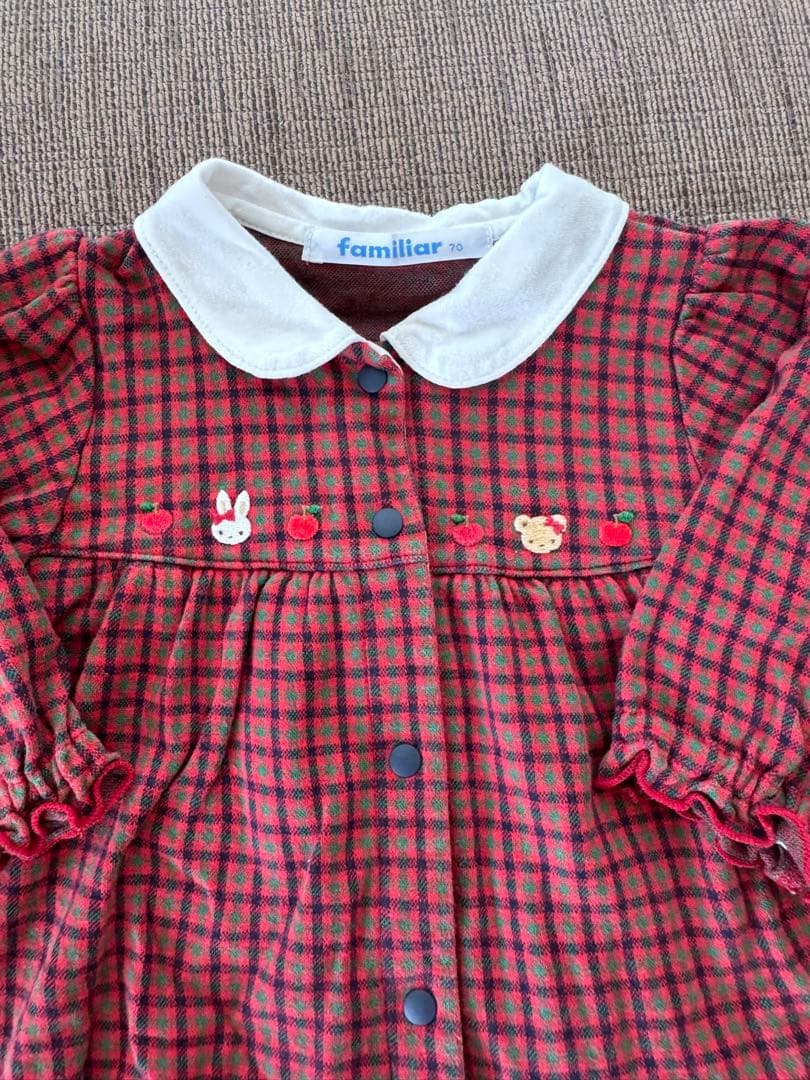 familiar チェック柄　カバーオール