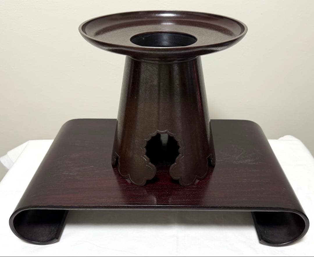 池坊 唐銅製 おげんちょ 花器 華道具 台