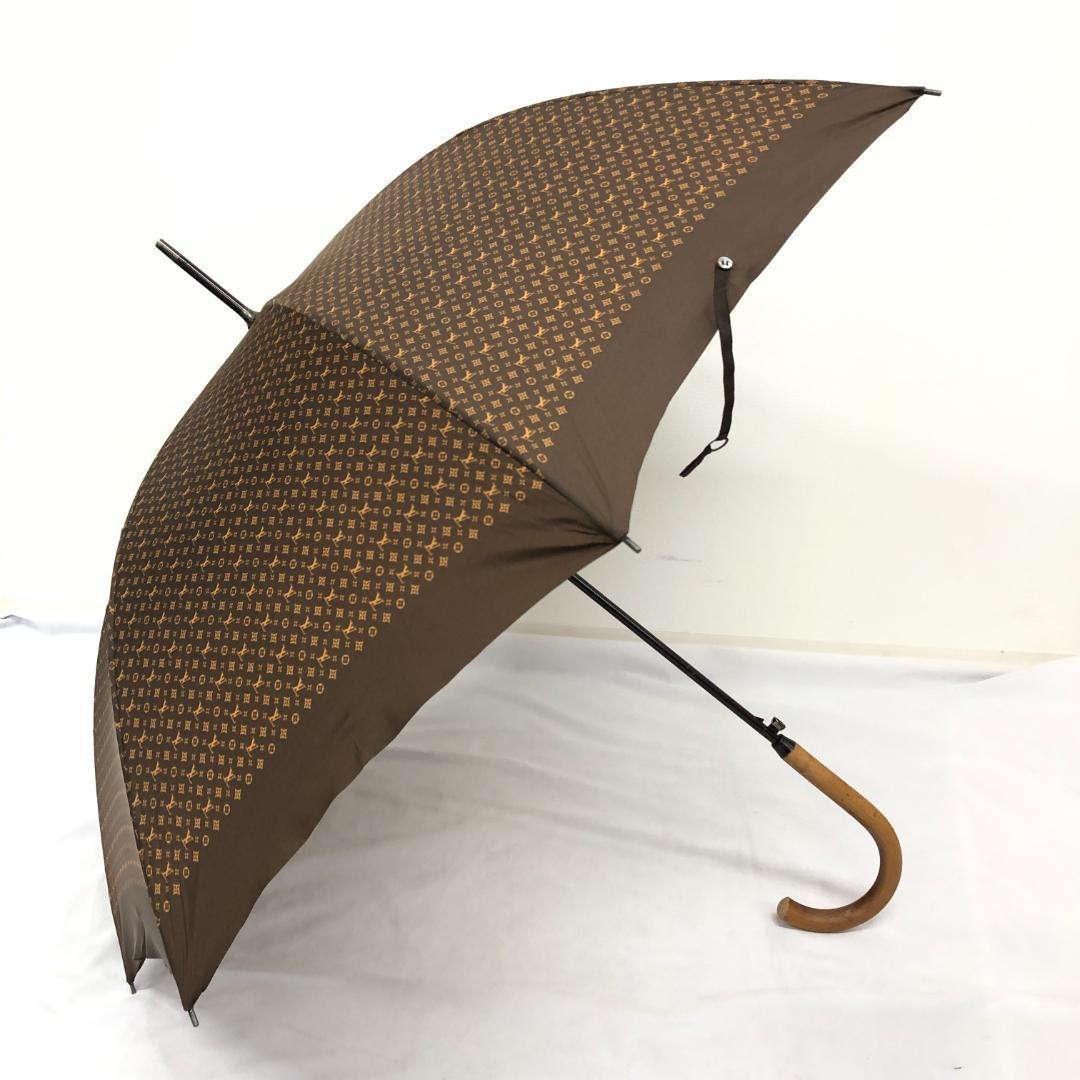 8F099/ルイヴィトン/長傘/雨傘/モノグラム/ウッドハンドル/ブラウン