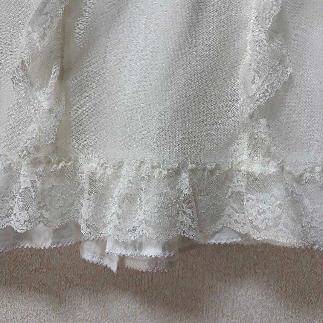 ルイスキャロル　希少　日本製　ドットチュール重ね　ローンフリルブラウスL15