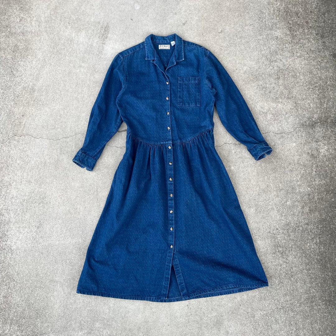 90s llbean アメリカ製 旧タグ ワンピース デニム 大きめ 12