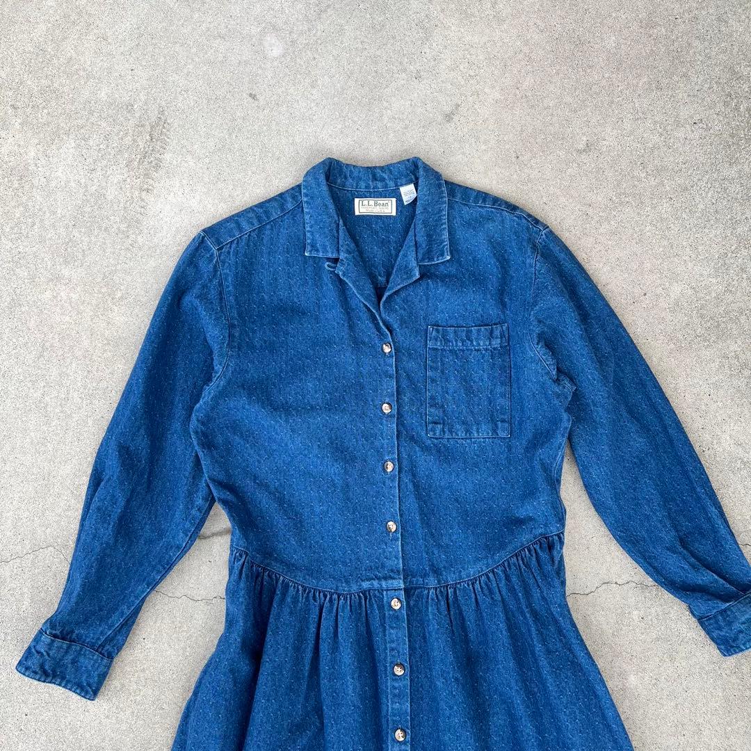 90s llbean アメリカ製 旧タグ ワンピース デニム 大きめ 12