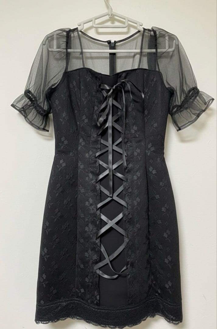 BELEAR MIMI レースアップシアーミニワンピース　ブラック