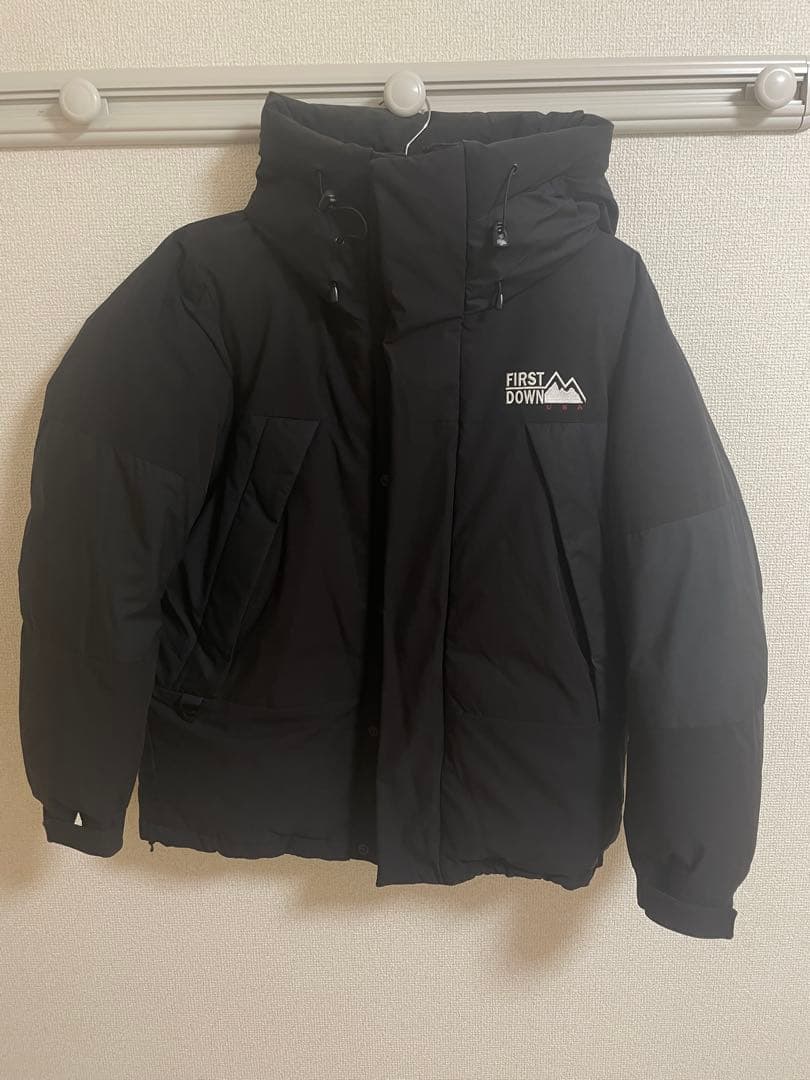 FIRST DOWN フリークスストア別注 パネルショートダウン 黒 S 刺繍