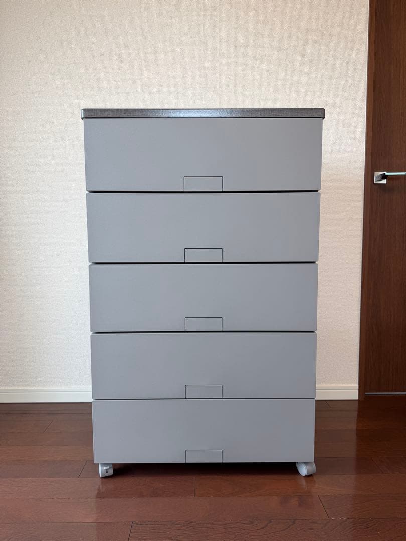 【天馬】グレー プラスチック製 5段チェスト