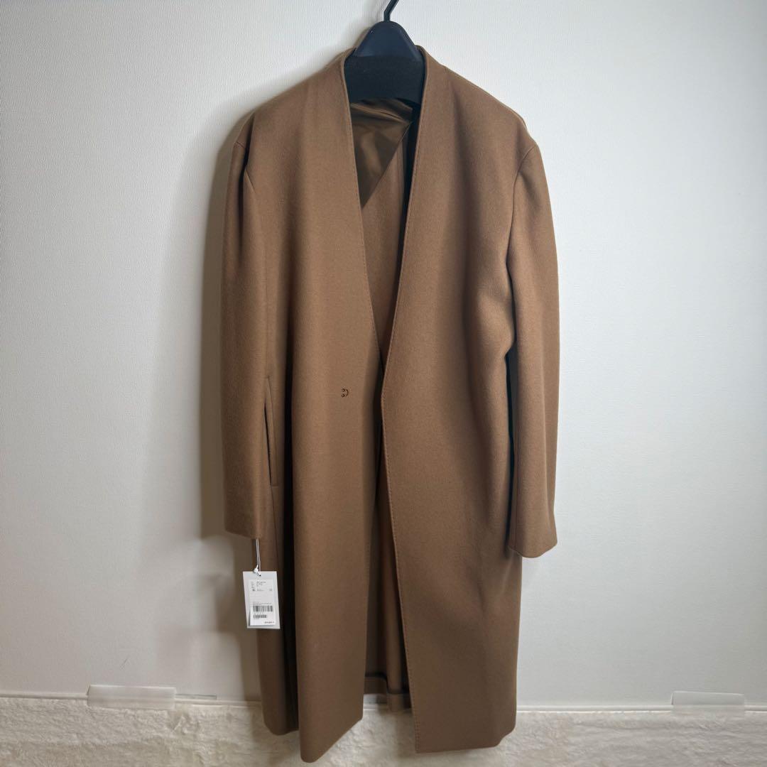 【新品】MB×ADAM ET ROPE ノーカラーウールコート キャメル L