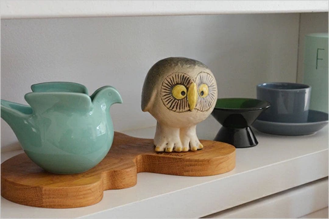 新品未使用 リサラーソン スウェーデンの森のグレーのふくろう 置物