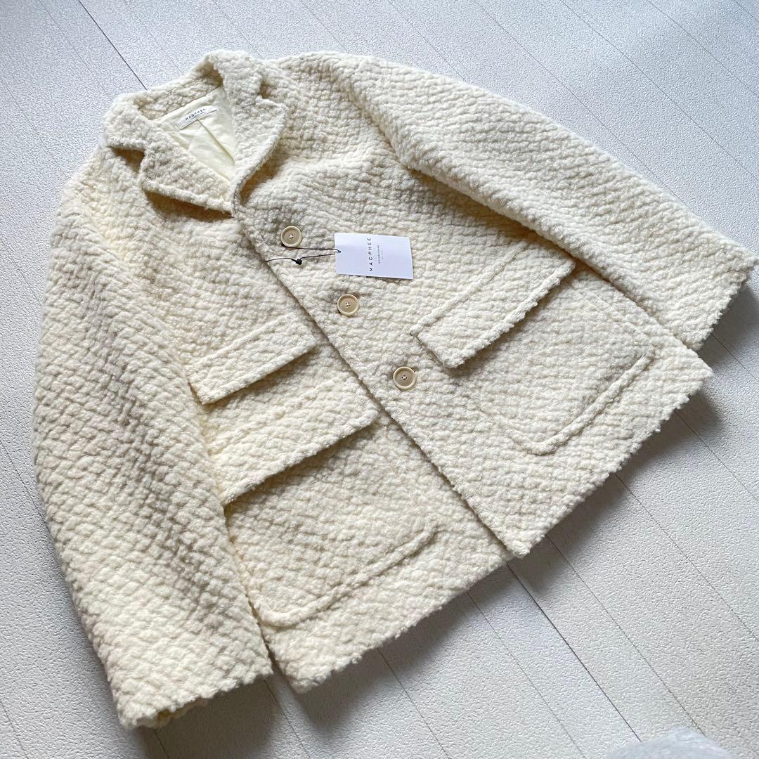 MACPHEE フラッフィー オーバーサイズドジャケット ホワイト　36