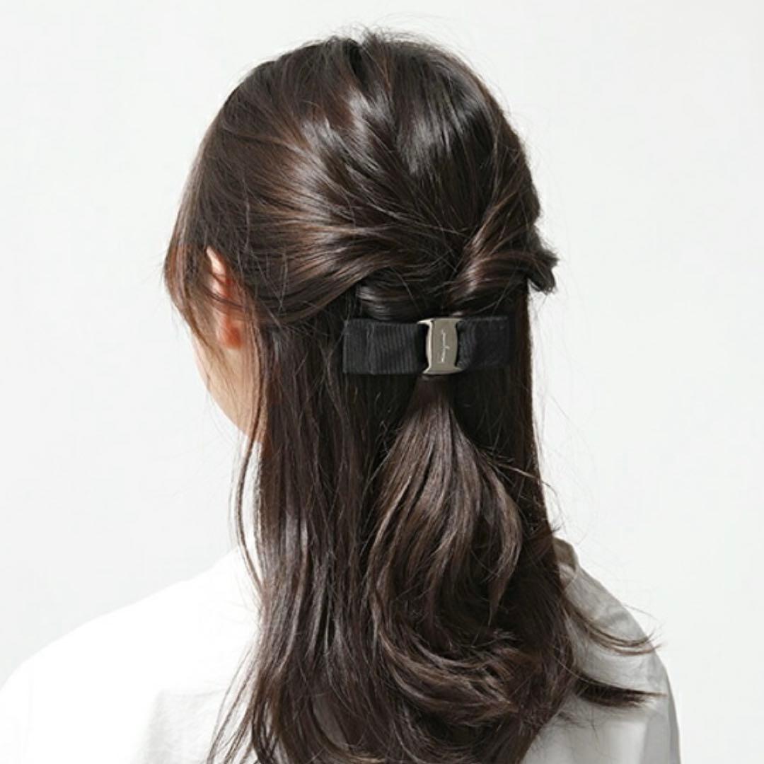 FERRAGAMO ブラック リボン バレッタ