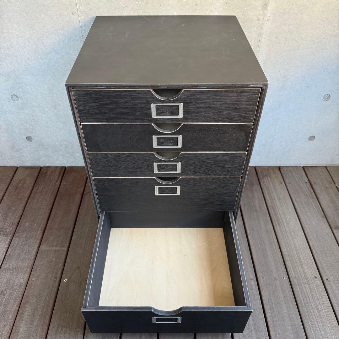 M&M カスタムパフォーマンス　木製5段収納ラック キャスター付き