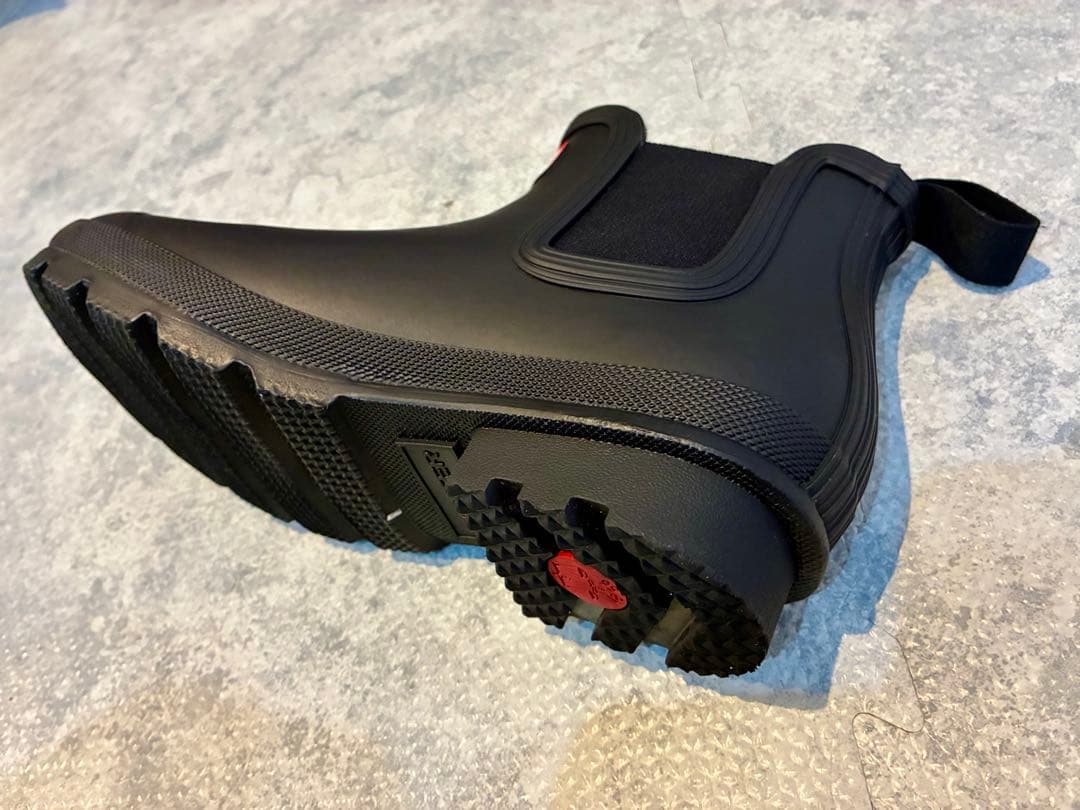 HUNTER ブラック サイドゴアレインブーツ