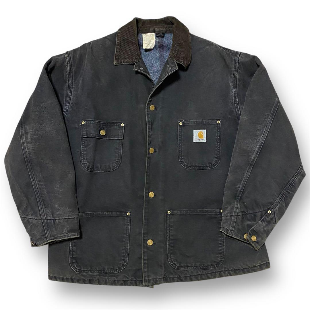 希少 星タグ Carhartt ミシガン チョアコート ブラック USA製 46
