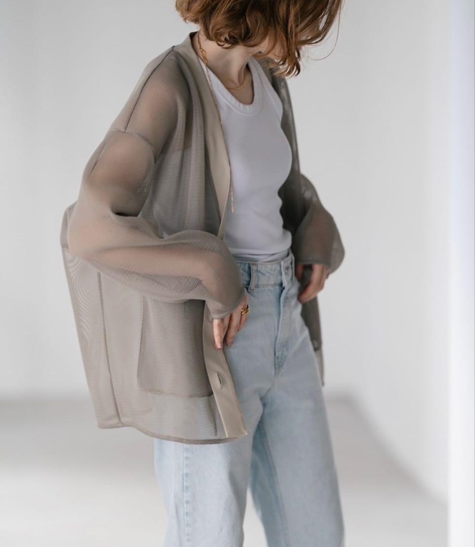 pois ポワ　ダブルメッシュカーディガン