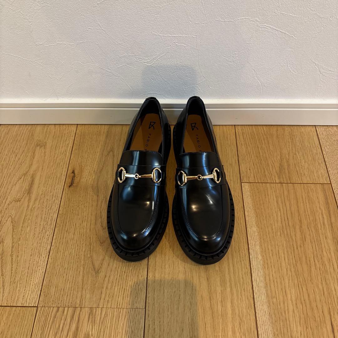 FABIO RUSCONI ブラックレザーローファー37/23.5-24.0cm