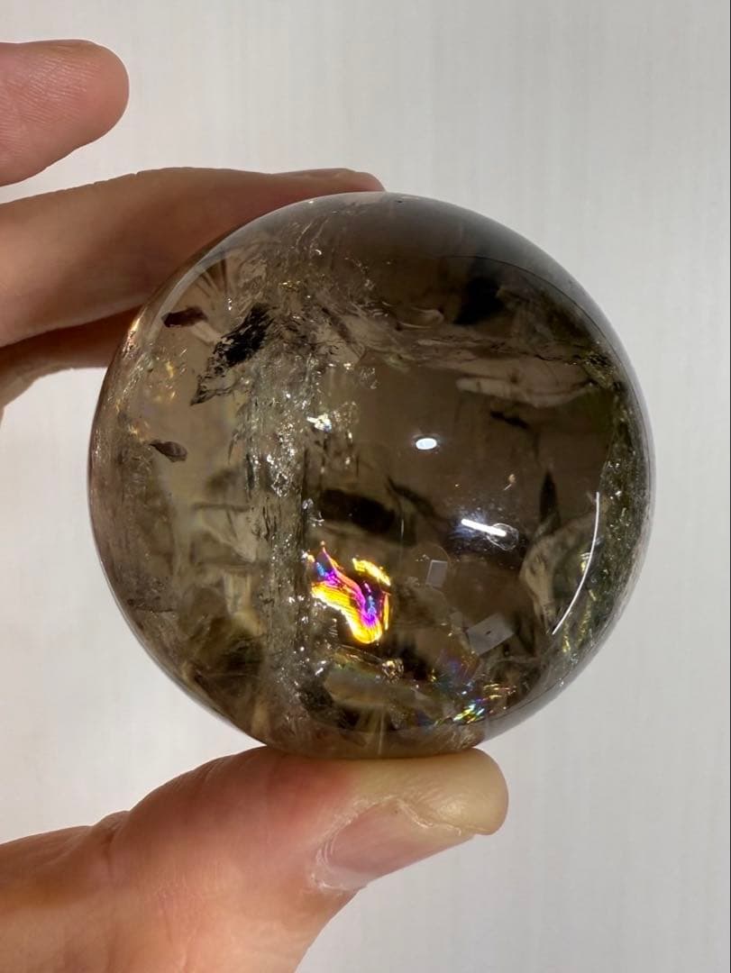 レインボー スモーキークォーツ スフィア 丸玉 虹沢山入