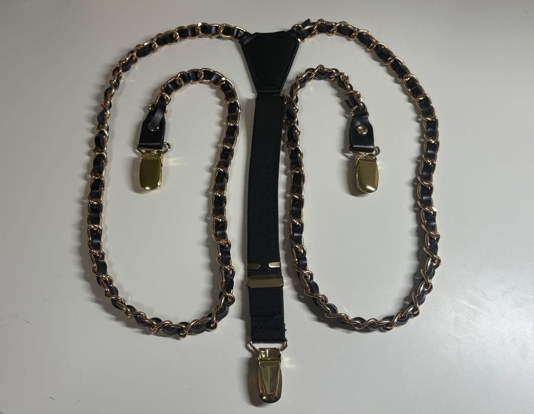 【Mサイズ】BECOME TREE チェーンサスペンダー ブラック×ゴールド