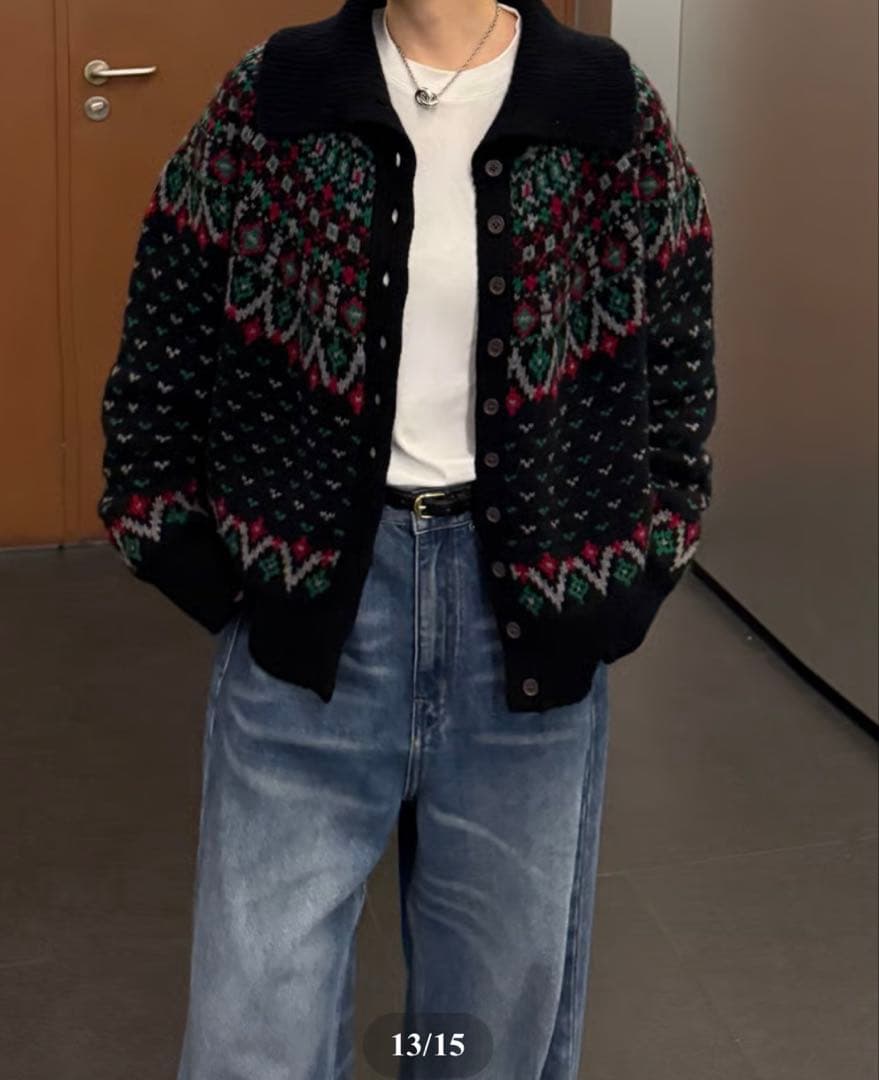 ムーミン 新品fashiru wool fairisle cardigan