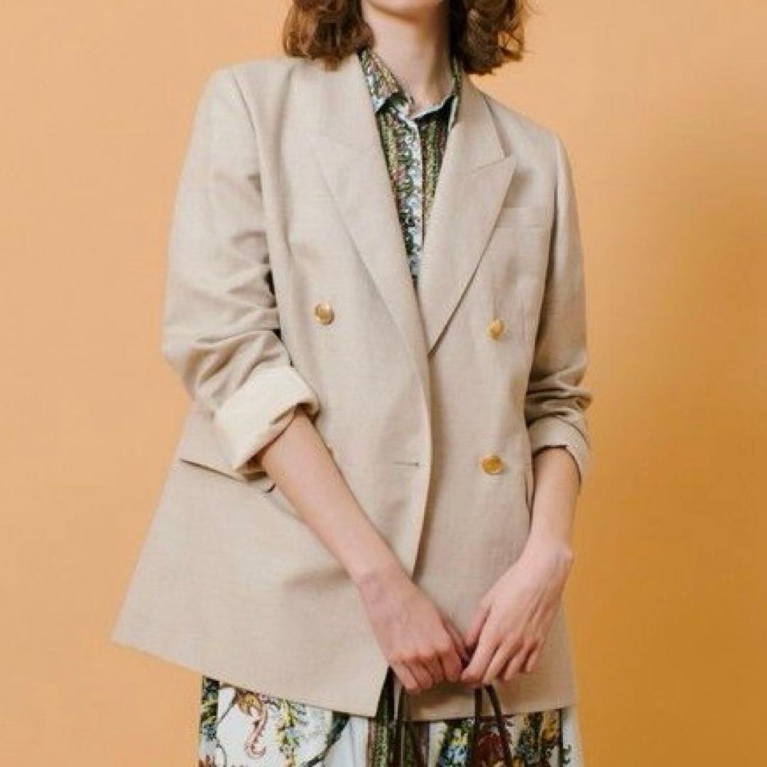 25年 allureville シャークスキンダブルブレストジャケット ベージュ