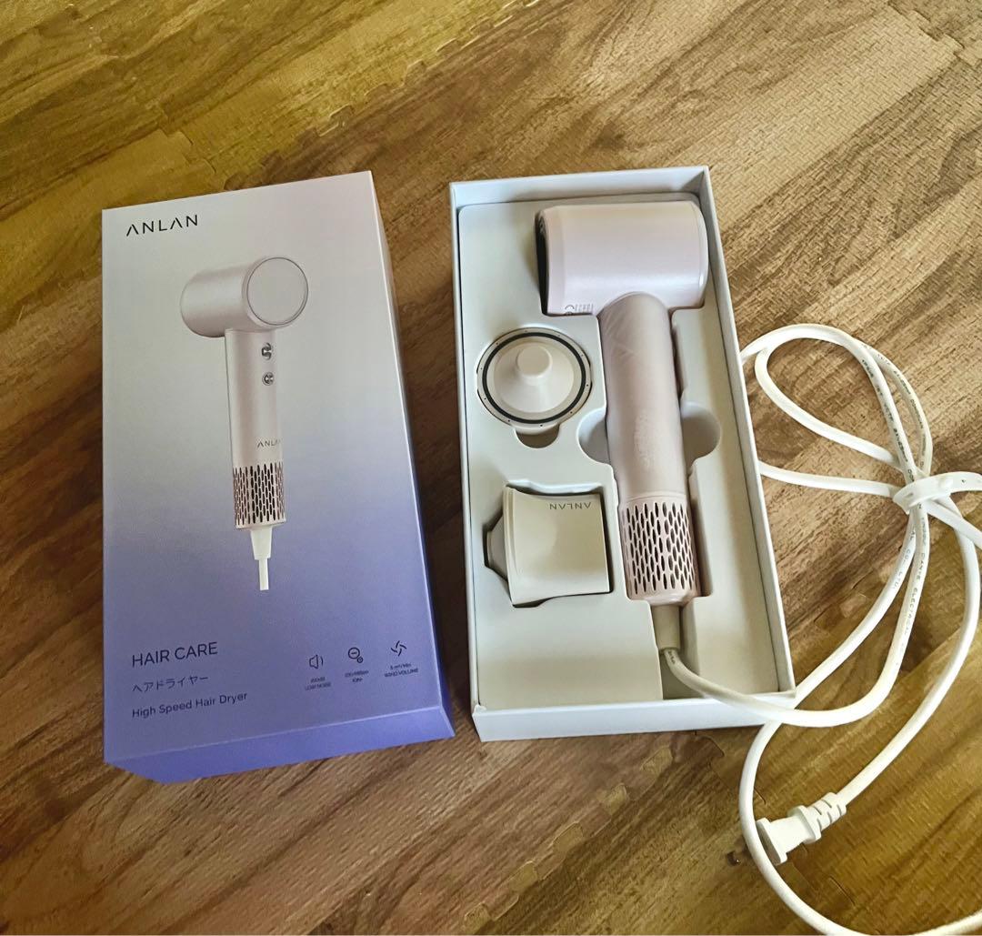ANLAN ヘアドライヤー ピンク 速乾機能付き