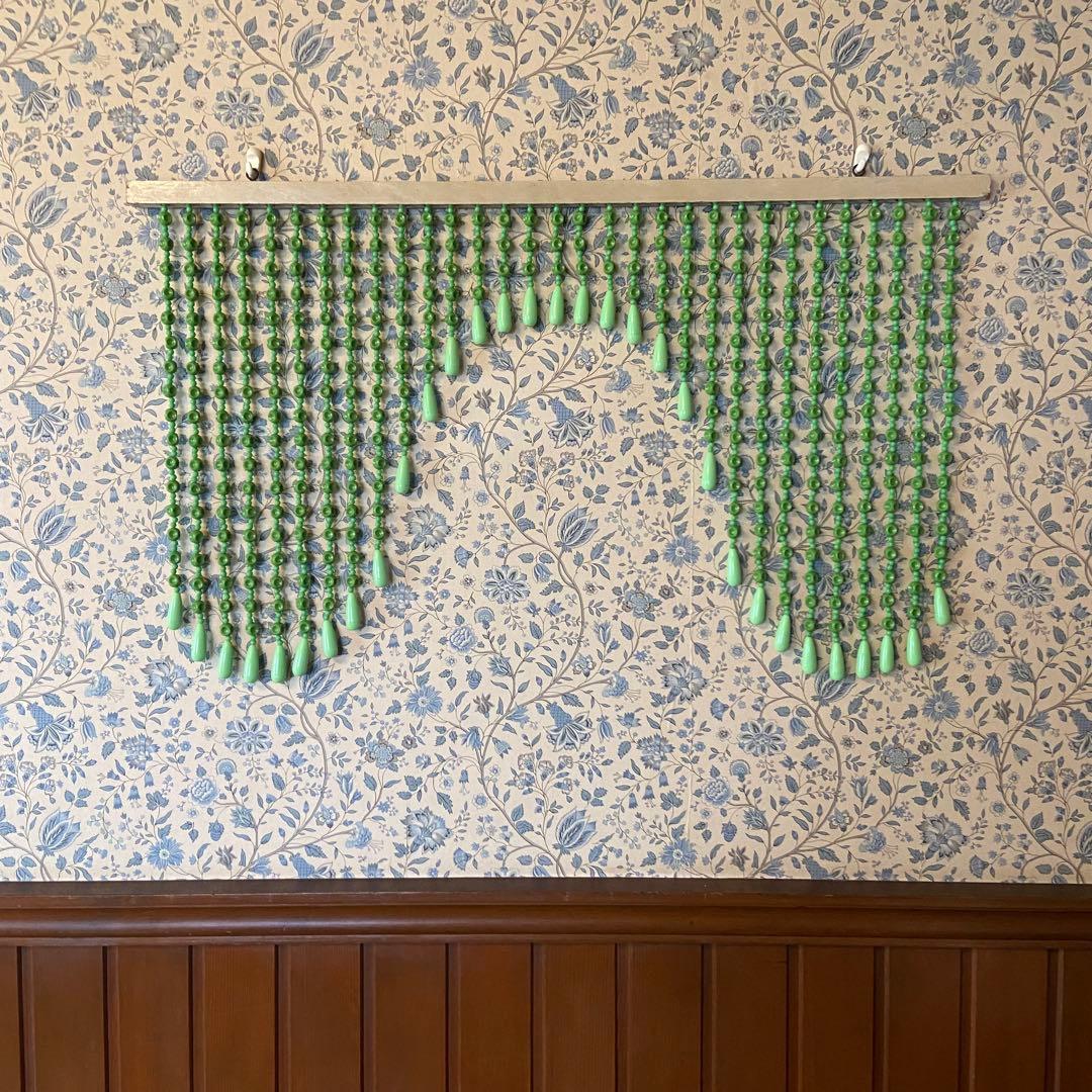 昭和レトロ　ビーズのれん　レトログリーン　当時物　レトロポップ