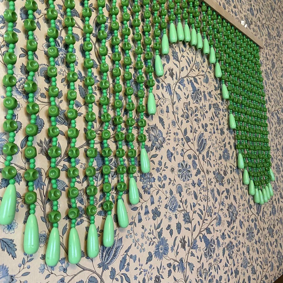 昭和レトロ　ビーズのれん　レトログリーン　当時物　レトロポップ