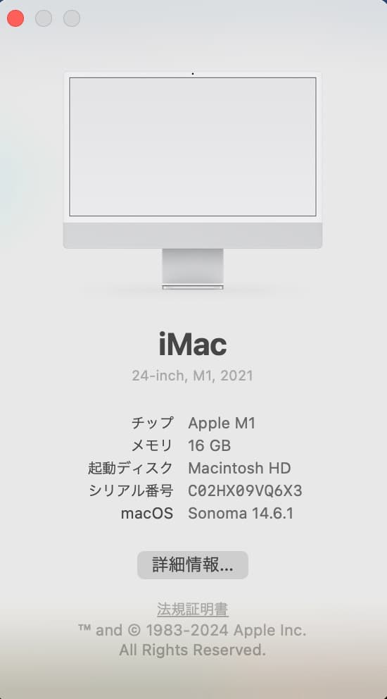 iMac 24インチ (M1, 2021) シルバー メモリ16GB 2TB