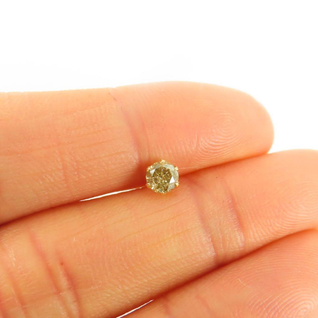 8*様 K18YG ダイヤモンド0.35ct 片耳ピアス　一粒ピアス　ブラウン系