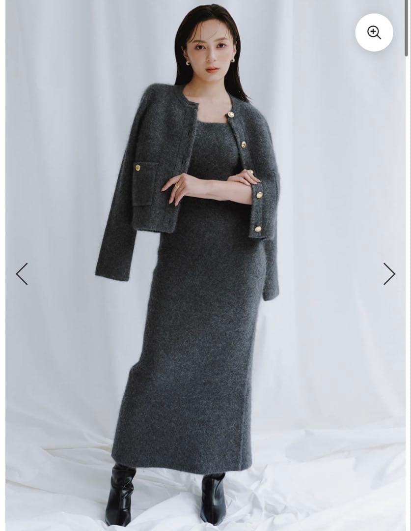 【anuans】カシミヤブレンドキャミソールニットワンピース（グレー）サイズ1