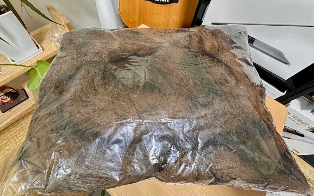 ブラウンファーコート フード付き