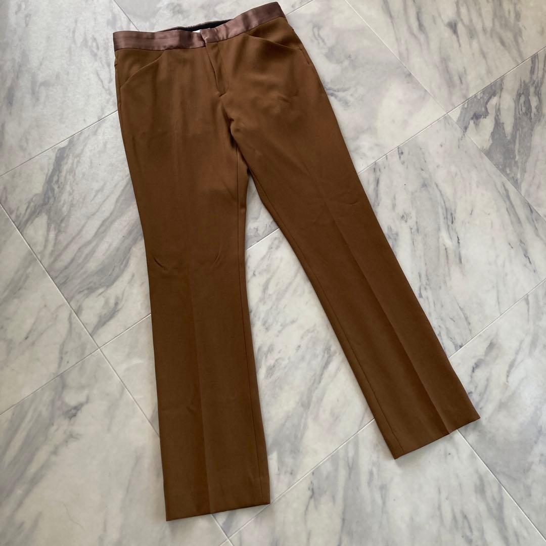 【新品未使用】定価8万円STRASBURGOブラウン サテンウエストパンツ