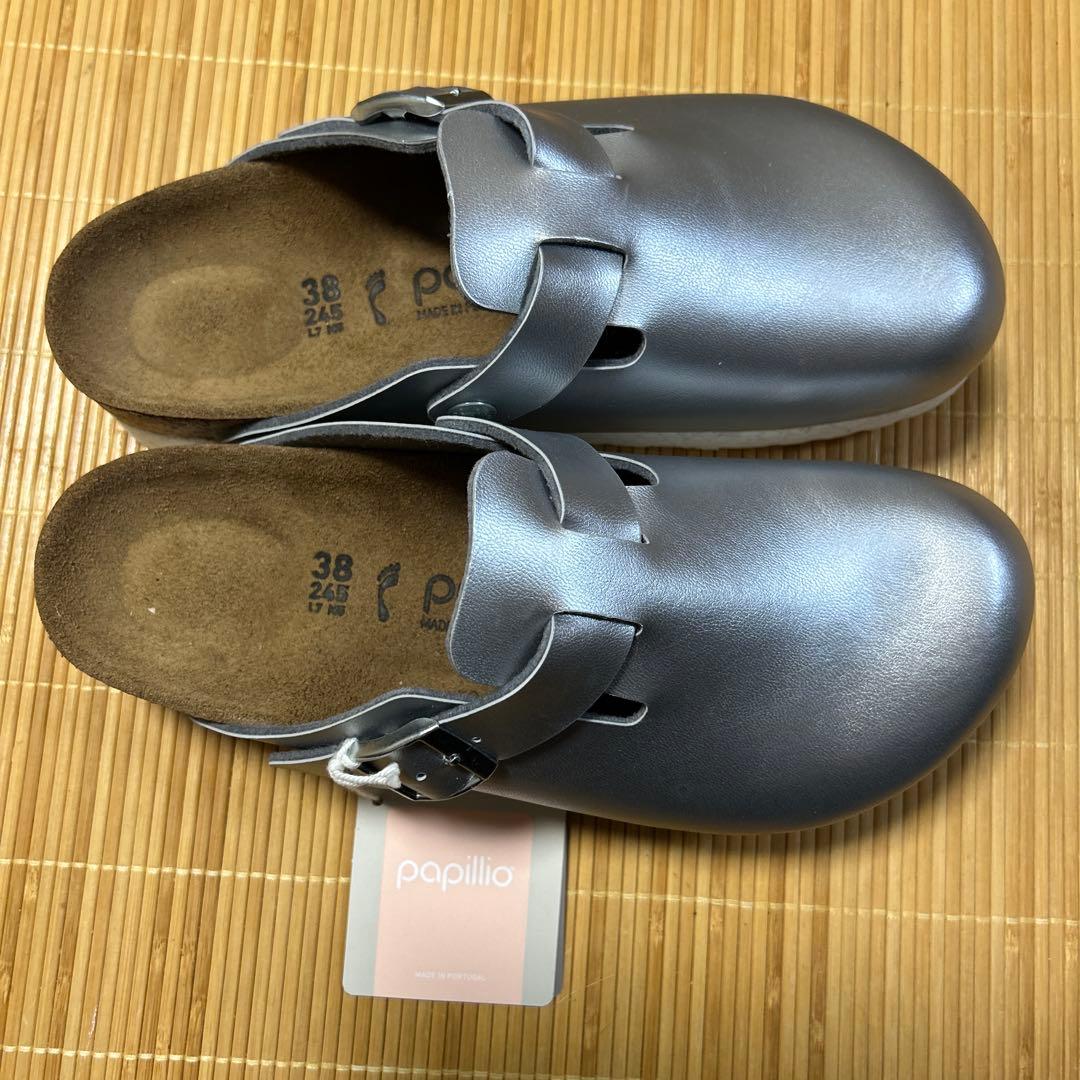 ビルケンシュトック　papillio シルバー クロッグサンダル 38