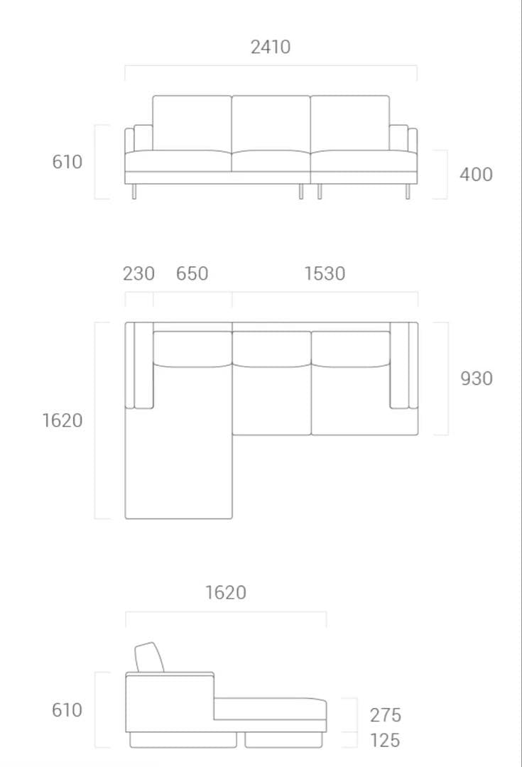 (о´∀`о)  ②Armonia カレット グレー 左L字 ソファベッド