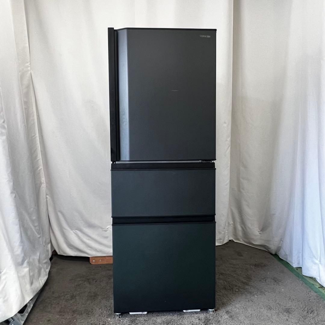 762⭕️設置無料　冷蔵庫　東芝　大型　300-400ℓ　安い　中古　黒　22年