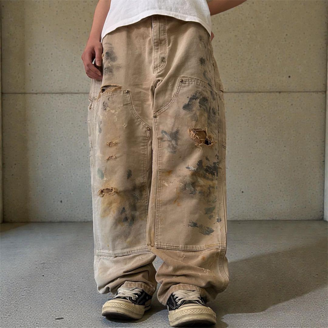 USA製 carhartt ダック地 ダブルニー カーペンターパンツ ペインター