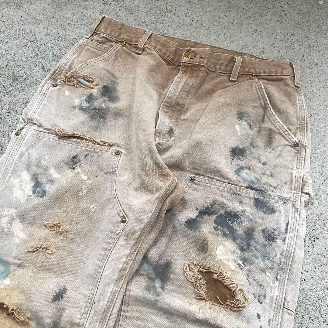 USA製 carhartt ダック地 ダブルニー カーペンターパンツ ペインター