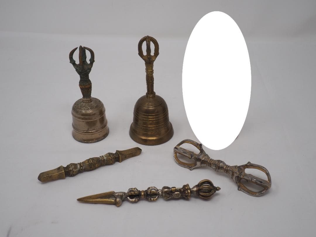 密教儀式用法具5点セット　真言宗　独鈷杵　五鈷杵　金剛鈴　金剛杭　金剛杵