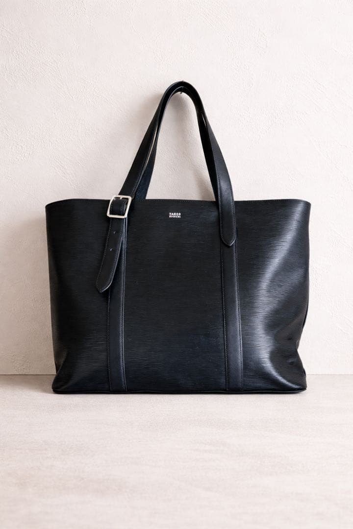 【美品】タケオキクチ 本革レザー　ブラック　水シボトートバッグ　ビジネスバッグ