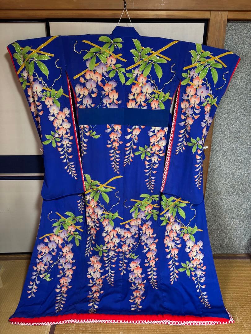 藤娘(青)正絹裾引き帯セット・日舞、大衆演劇に